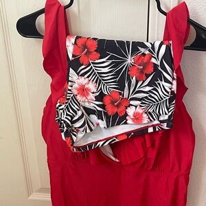 Ruffle tankini with boy shorts